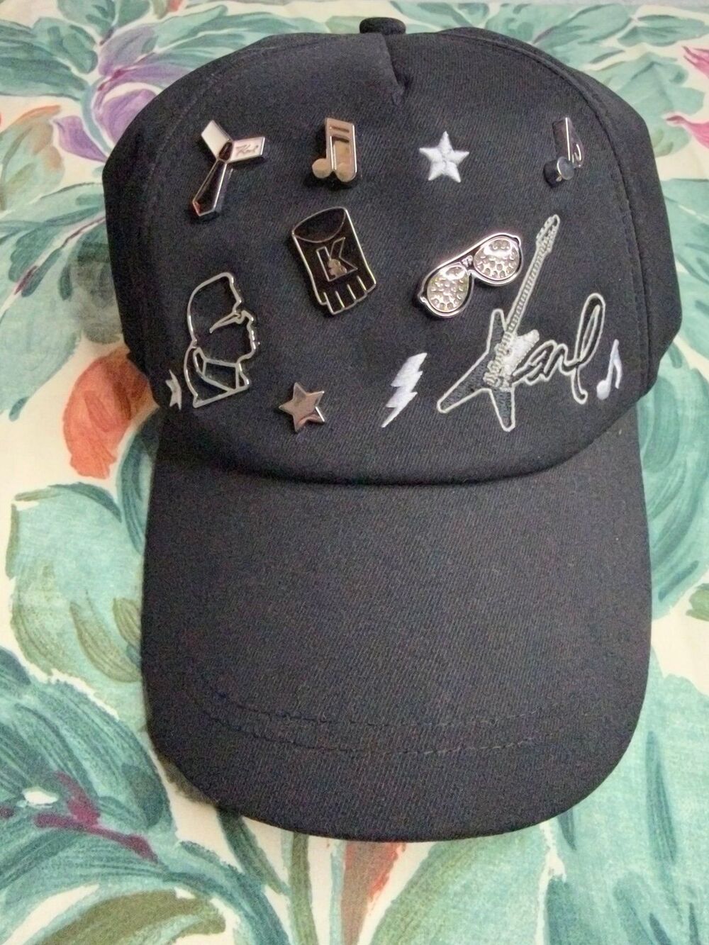 NWT Black Karl Lagerfeld Baseball Cap With Pins